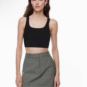 Aritzia Babaton Black Sculpt Knit Crop Tank Top